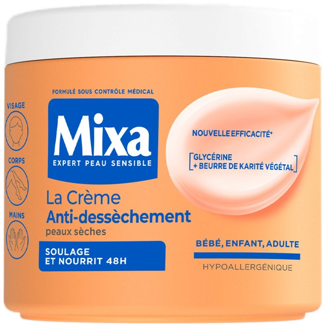 Mixa La Crème Anti-Dessèchement pour Peaux Sèches Bébé, Enfant, Adulte 400 ml — vue 2