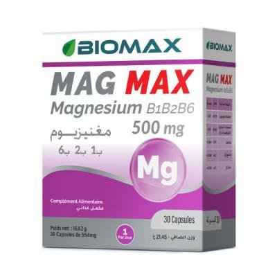 Biomax MAG MAX Magnesium 500mg B1 B2 B6 - B/30 capsules