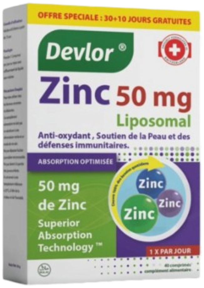 Devlor Zinc 50 mg Liposomal - 40 comprimés