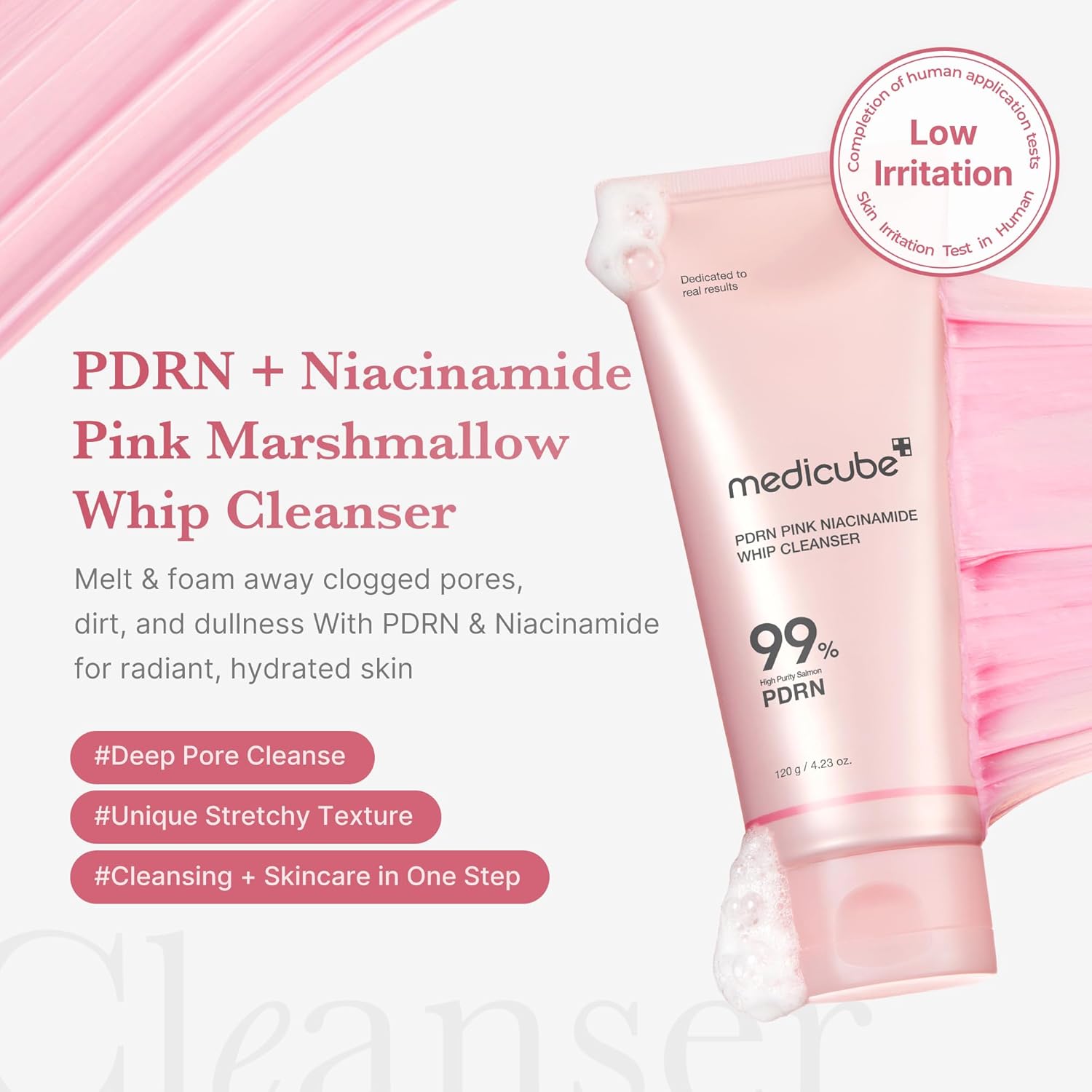 MEDICUBE PDRN Pink Niacinamide Whip Cleanser 120g — vue 3