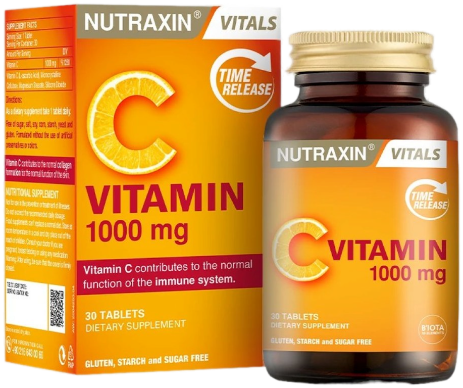 Nutraxin Vitals Vitamine C 1000 mg LP (Time-Release) - 30 comprimés
