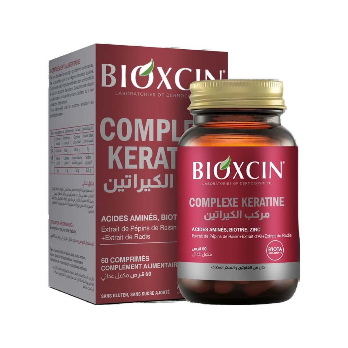 Bioxcin Keratin Complex - Complément Alimentaire Cheveux 500 mg, 60 comprimés