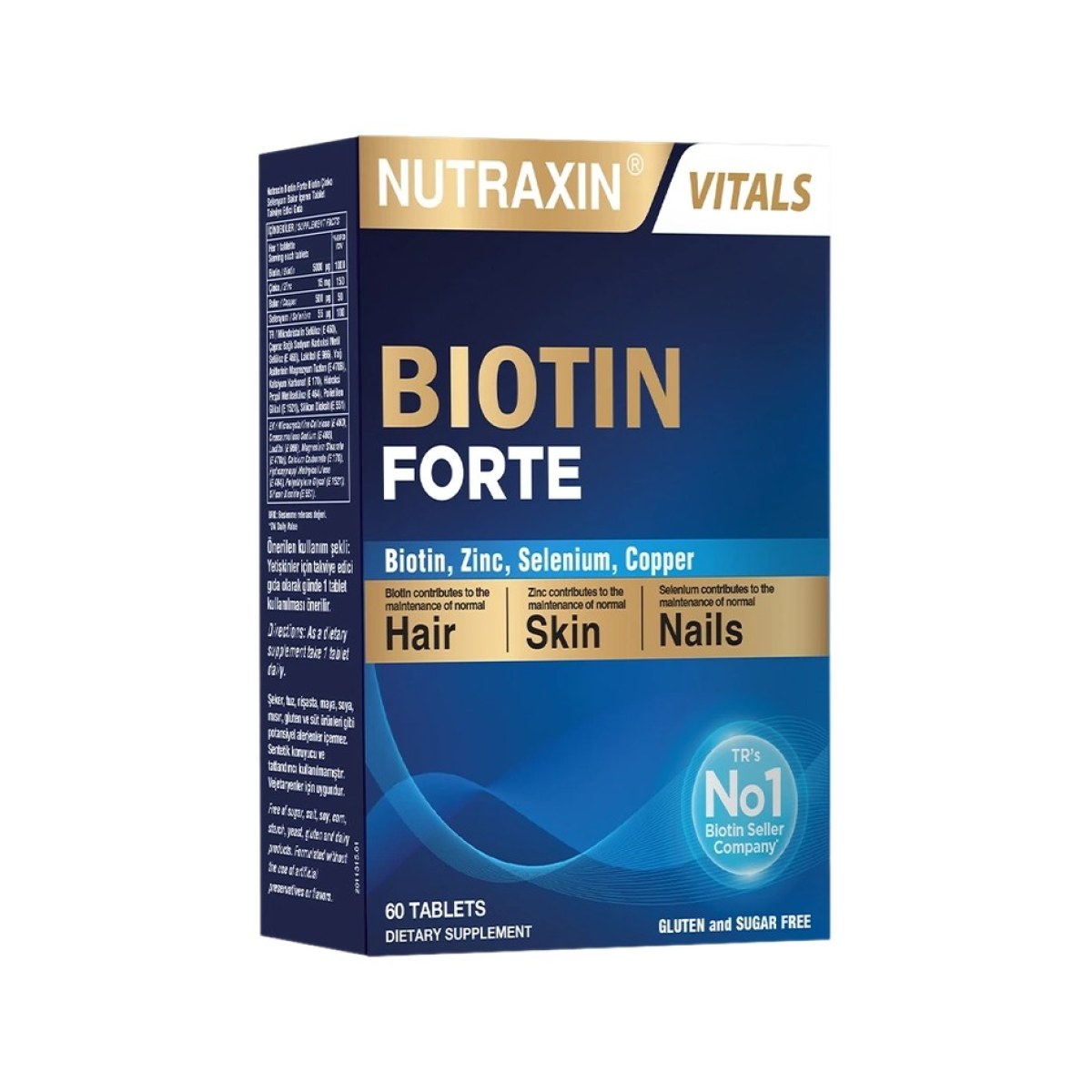 Nutraxin Biotin Forte (Biotine 5000 µg + Zinc + Cuivre + Sélénium) - Comprimés
