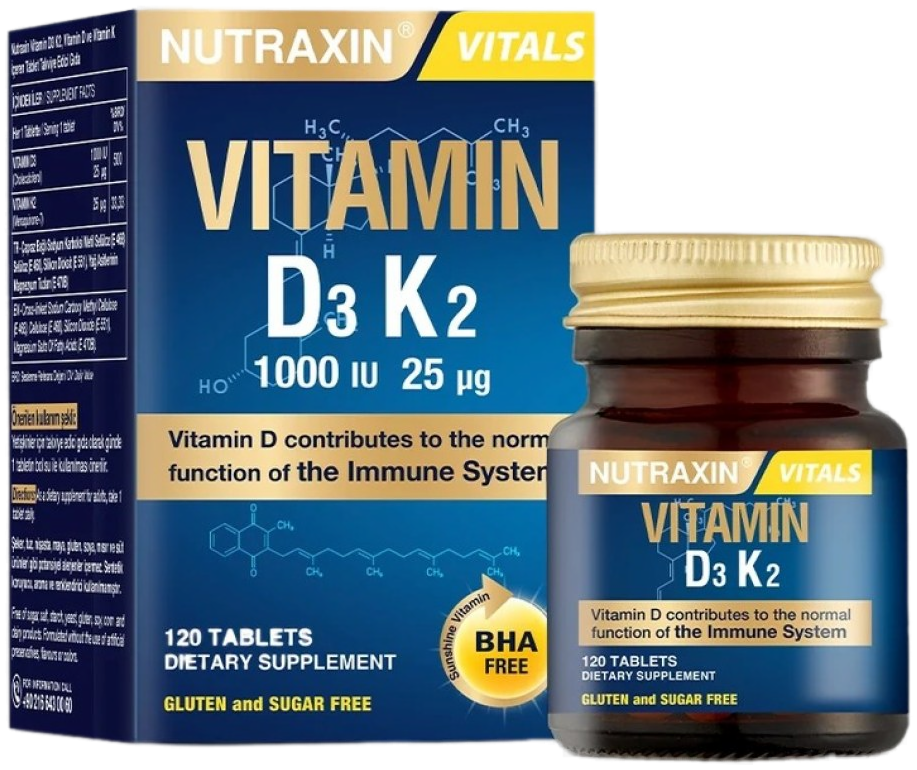 Nutraxin Vitamine D3 K2 Comprimé 1000UI (25 Mcg)
