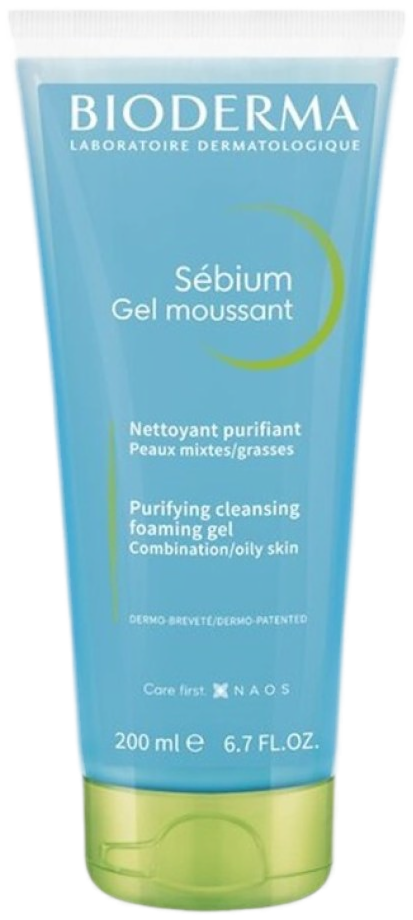 Bioderma Sebium Gel Moussant - Nettoyant Purifiant Peaux Mixtes a Grasses 200 ml